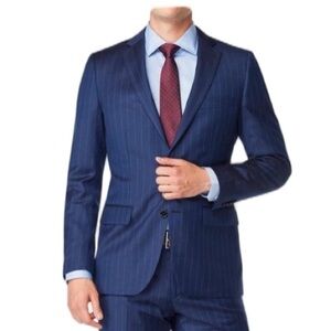 INDOCHINO Men’s Navy Blue Pinstripe Blazer Sports Coat Paisley Wool Jacket 46 L
